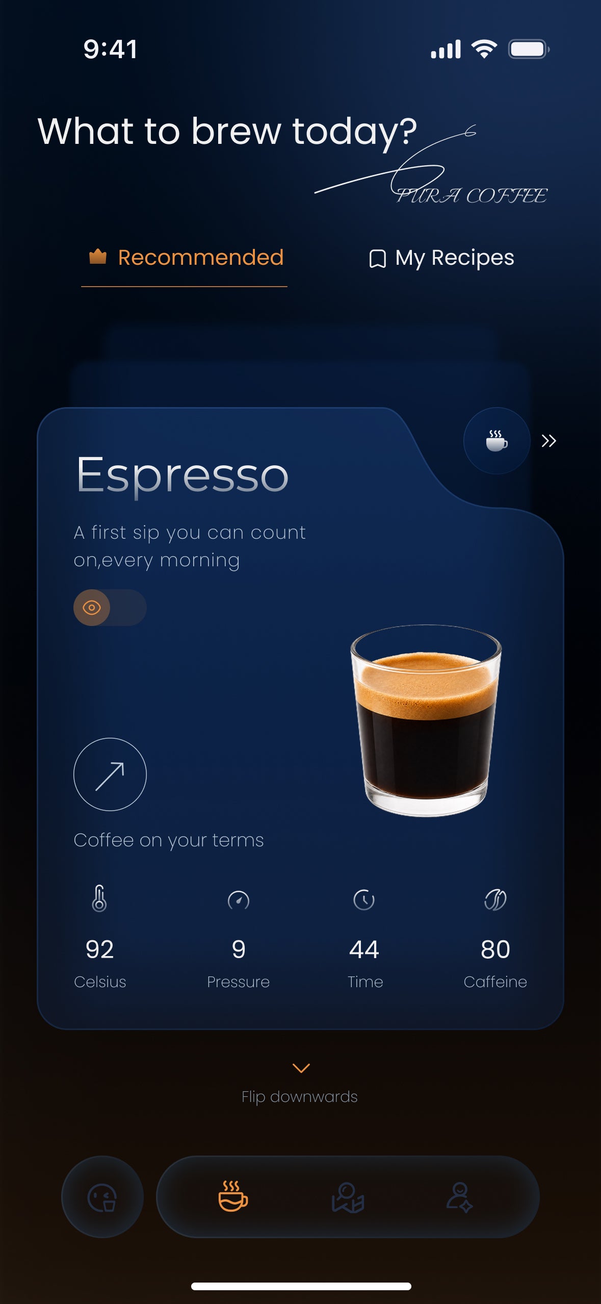 Brew OS phone demo — scan a coffee bag for a suggested extraction curve