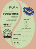 PURA Rise 02# product card — flavor notes, origins, net weight